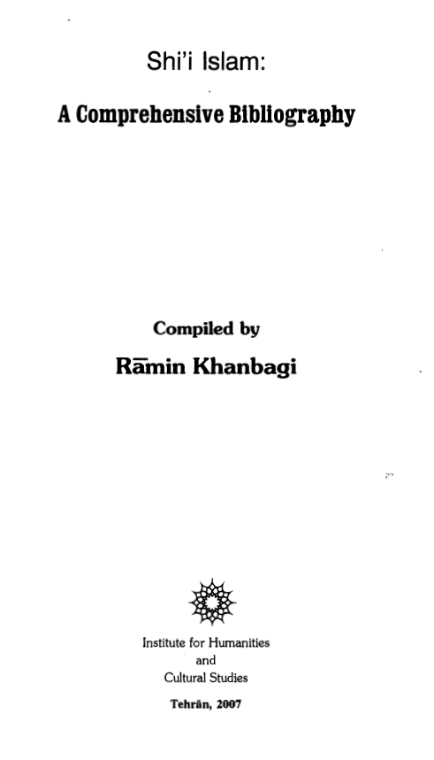 Shi’I Islam; A comprehensive bibliography
