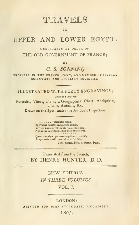 TRAVELS IN UPPER AND LOWER EGYPT
