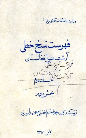 فهرست نسخ خطی آرشیف ملی افغانستان 