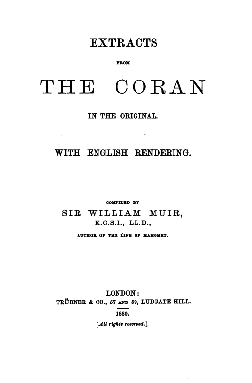 Extracts from The Coran in the original with English rendering