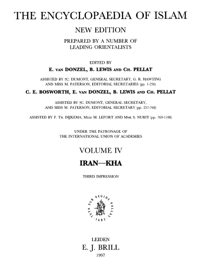 THE ENCYCLOPAEDIA OF ISLAM (Iran - kha)