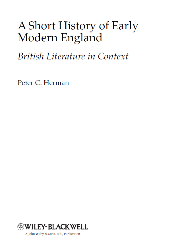 A Short History of Early Modern England; British Literature in Context