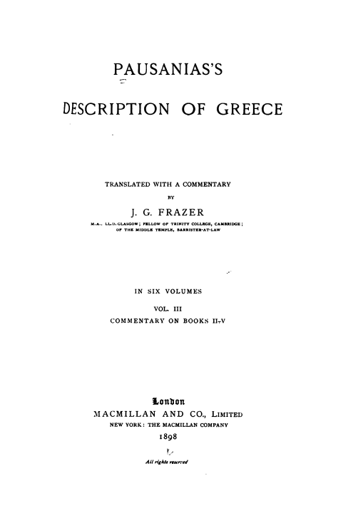 Pausanias's description of Greece; Commentary on books 2-5