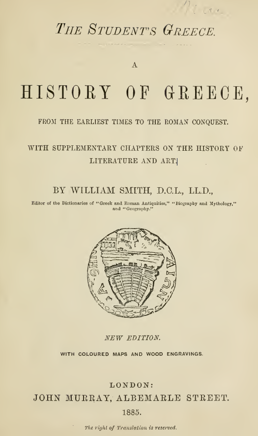 A HISTORY OF GEEECE FROM THE EARLIEST TIMES TO THE ROMAN CONQUEST WITH SUPPLEMENTARY CHAPTERS ON THE HISTORY OF LITERATURE AND ART