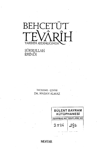 Behcetut tevarih; tarihin aydinliginda