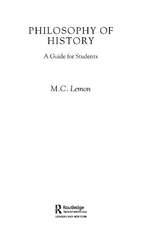 PHILOSOPHY OF HISTORY; A Guide for Students