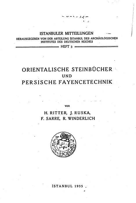 Orientalische steinbucher und Persische fayencetechnik