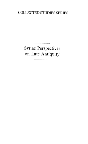 Syriac perspectives on late antiquity