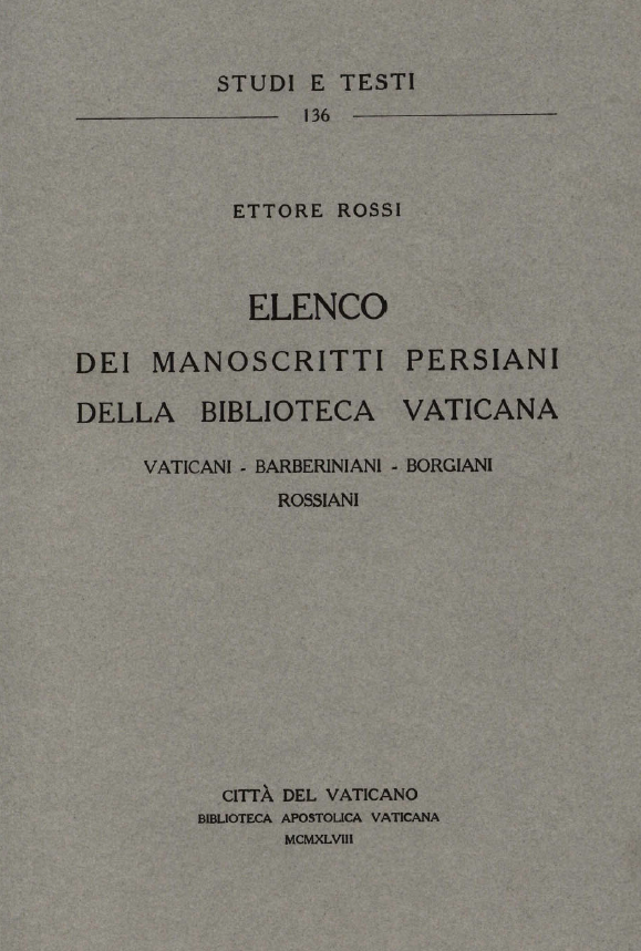 Elenco Dei Manoscritti Persiani Della Biblioteca Vaticana