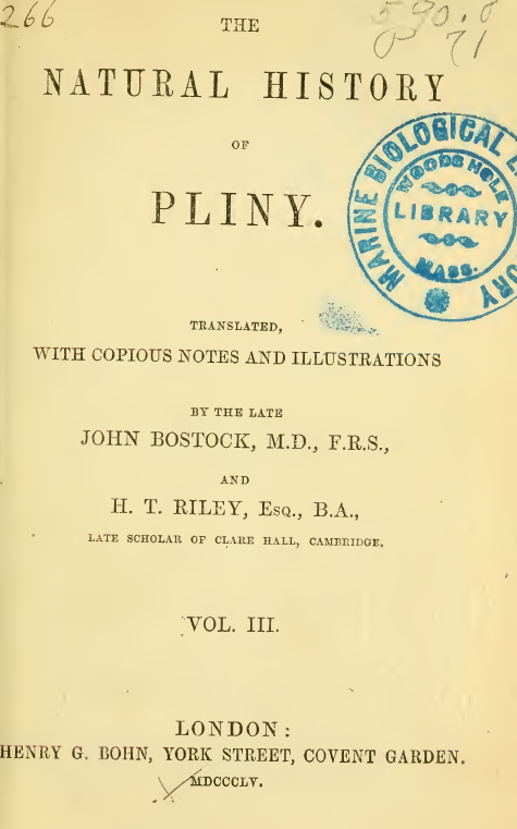 THE NATURAL HISTORY OF PLINY