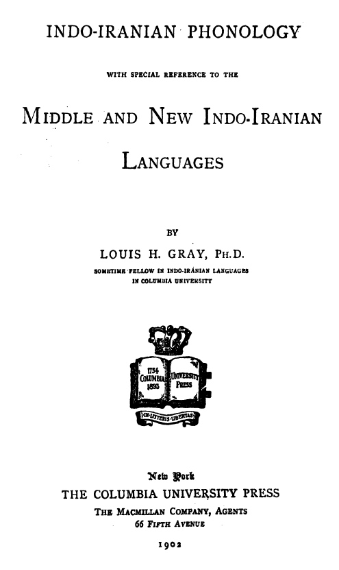 Columbia university Indo-Iranian series 2 – Indo-Iranian phonology with special reference to the Middle and new Indo-Iranian languages