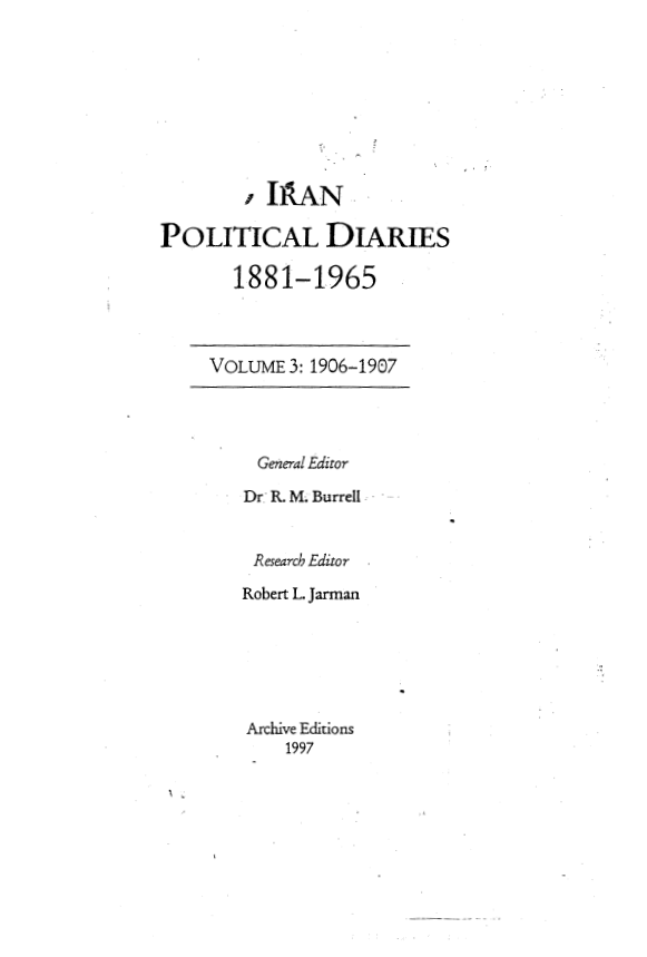 IRAN POLITICAL DIARIES 1881-1965