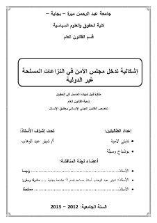 إشكالية تدخل مجلس الأمن في النزاعات المسلحة غير الدولية