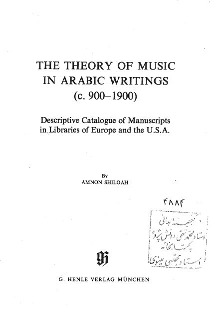 Rism - The theory of music in arabic writings (c.900-1900)