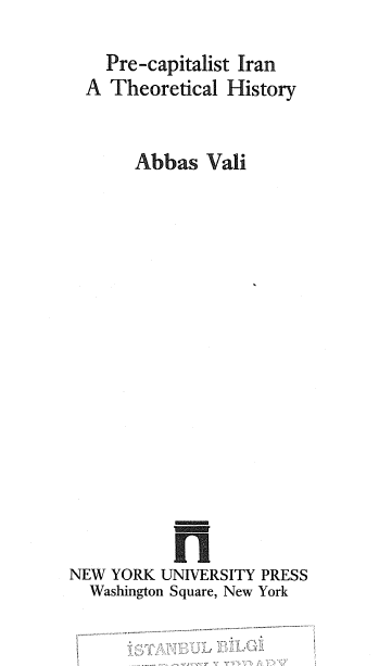 Pre-capitalist Iran A Theoretical History