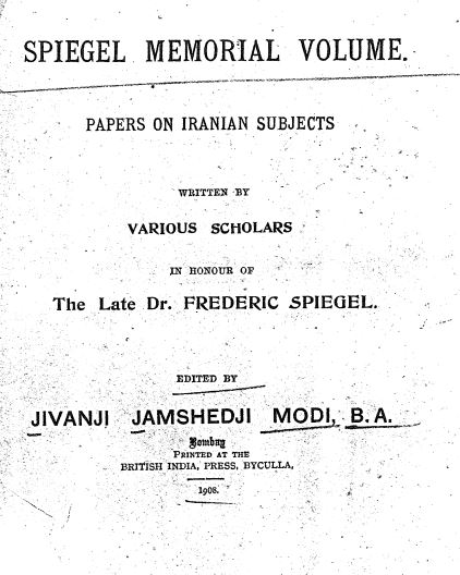 Spiegel memorial volume - papers on iranian subjects