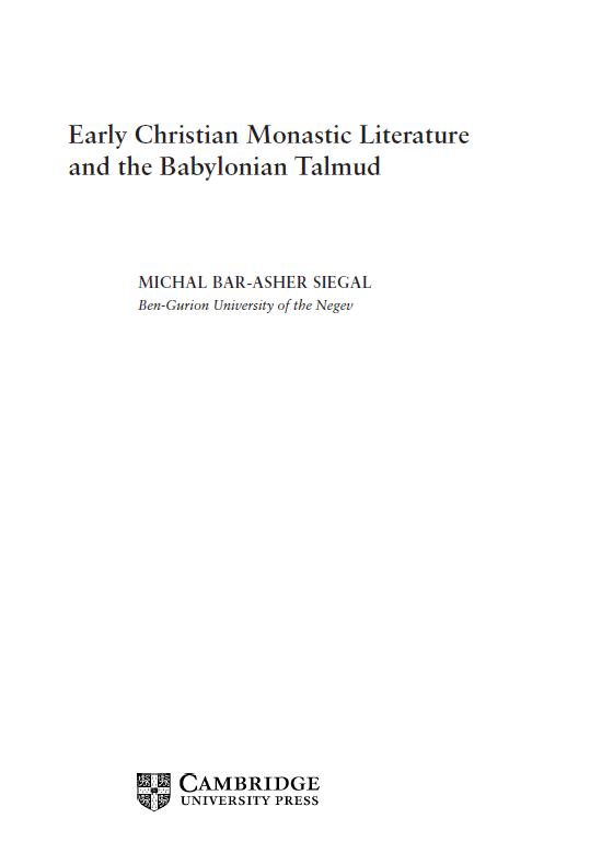 Early Christian Monastic Literature and the Babylonian Talmud