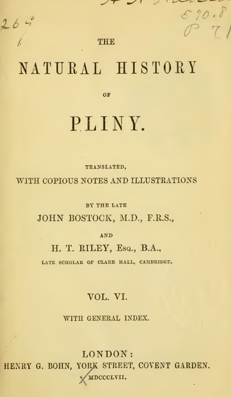 THE NATURAL HISTORY OF PLINY