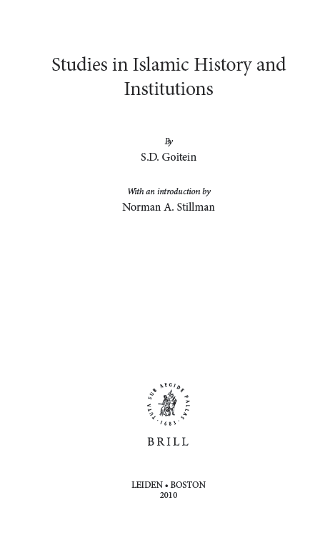 Brill Classics in Islam 5; Studies in Islamic History and Institutions