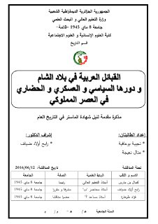 القبائل العربية في بلاد الشام ودورها السياسي و العسكري و الحضاري