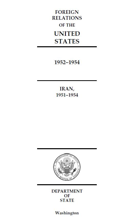 Foreign Relations of the United States, 1952–1954; Iran, 1951–1954