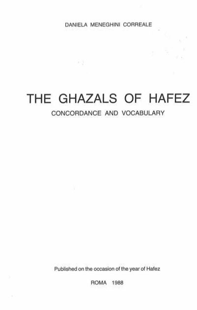 The ghzals of hafez concordance and vocabulary