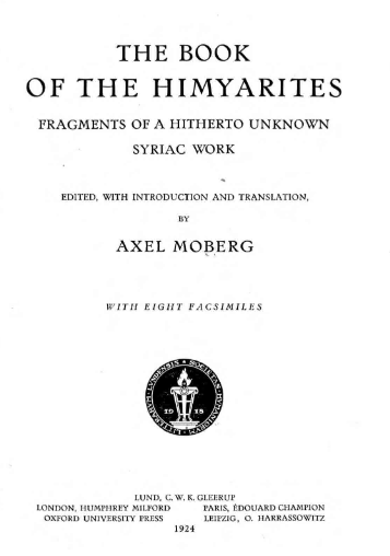The book of the himyarites fragment of a hitherto unknwon syriac work