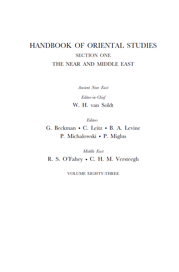 Handbook of Oriental Studies; SECTION ONE THE NEAR AND MIDDLE EAST ; Ancient Egyptian Chronology ; VOLUME 83