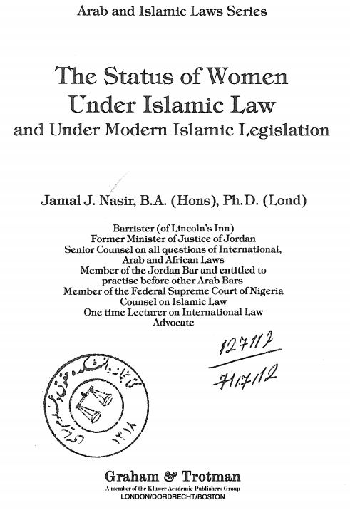 The status of women under Islamic law and under modern Islamic legislation