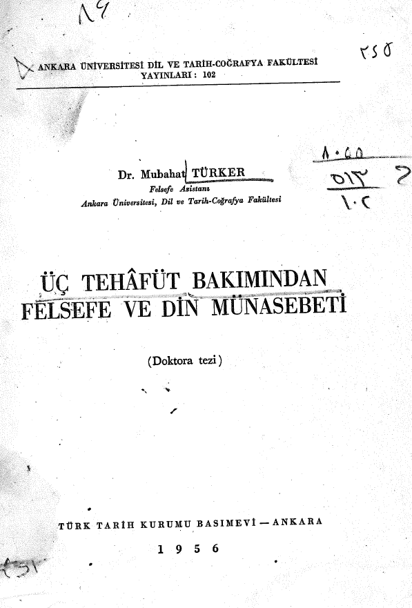 Uc tehafut bakimindan felsefe ve din munasebeti