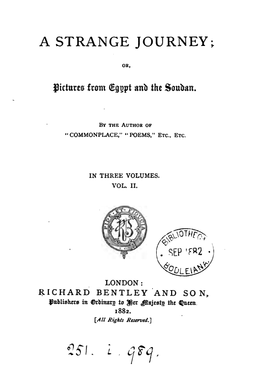 A strange journey or pictures from Egypt and the Soudan