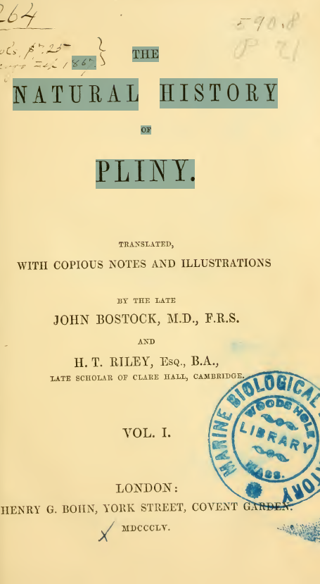 THE NATURAL HISTORY OF PLINY