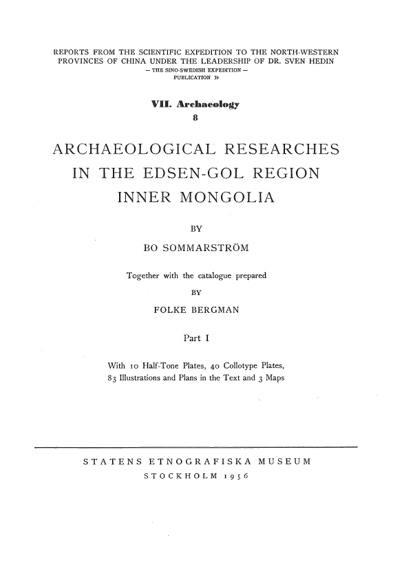 Archaeological researches in the Edsen-Gol region inner Mongolia