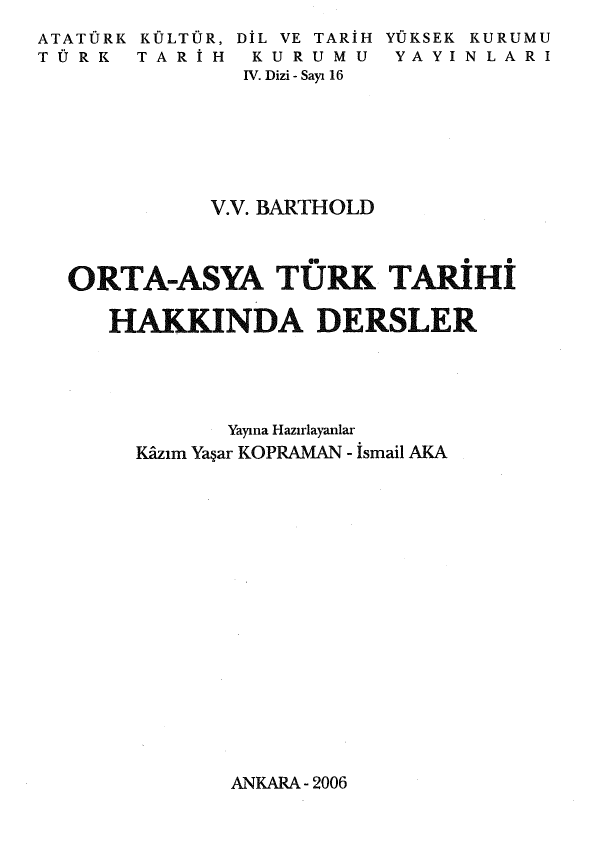 ORTA-ASYA TURK TARIHI HAKKINDA DERSLER
