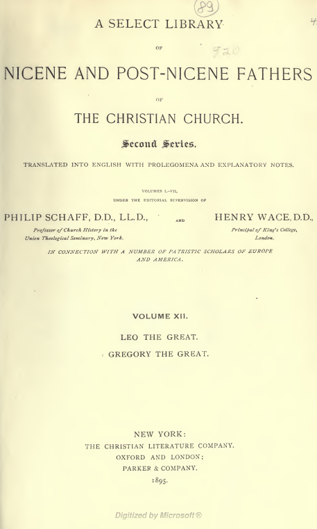 A SELECT LIBRARY OF NICENE AND POST-NICENE FATHERS OF THE CHRISTIAN CHURCH