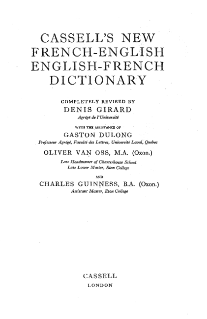 Cassell's new French-English English-French dictionary