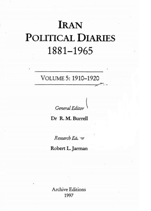 IRAN POLITICAL DIARIES 1881-1965; V5