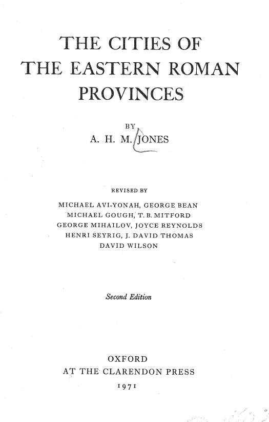 The cities of the Eastern Roman provinces