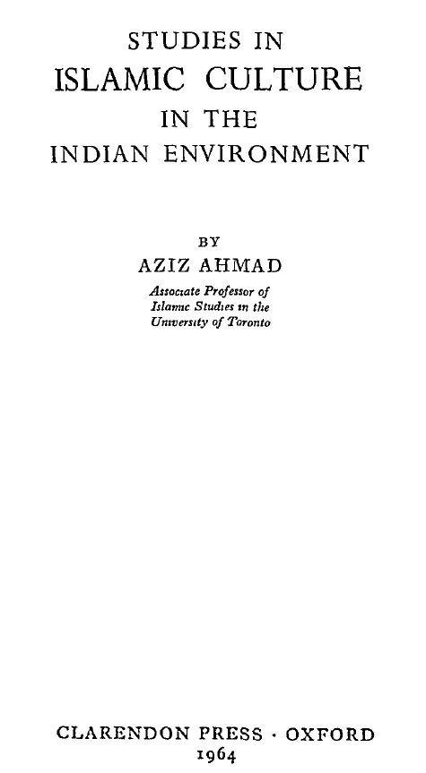 Studies in Islamic culture in the Indian environment