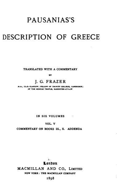 Pausanias's description of Greece; Commentary on books 9,10 addenda