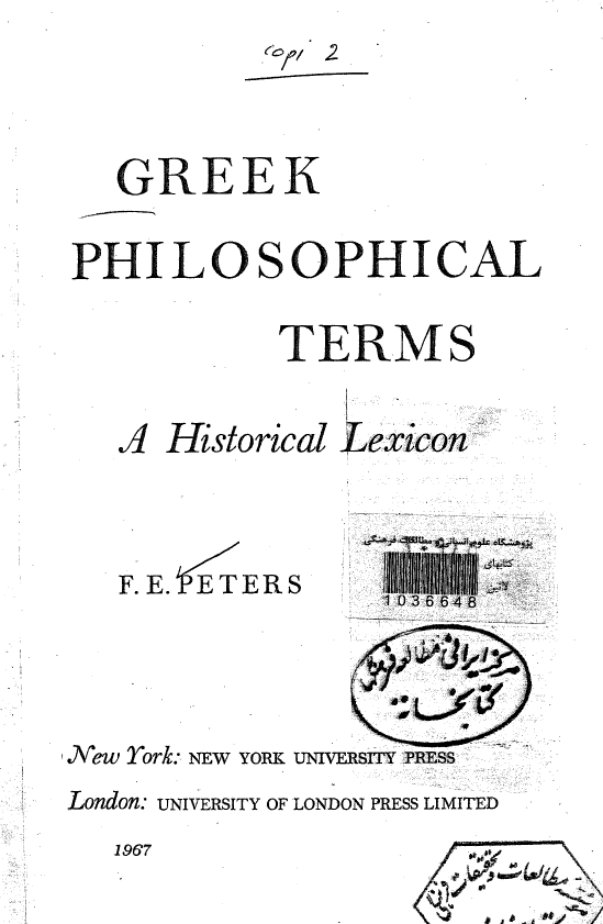 Greek philosophical terms; A historical lexicon