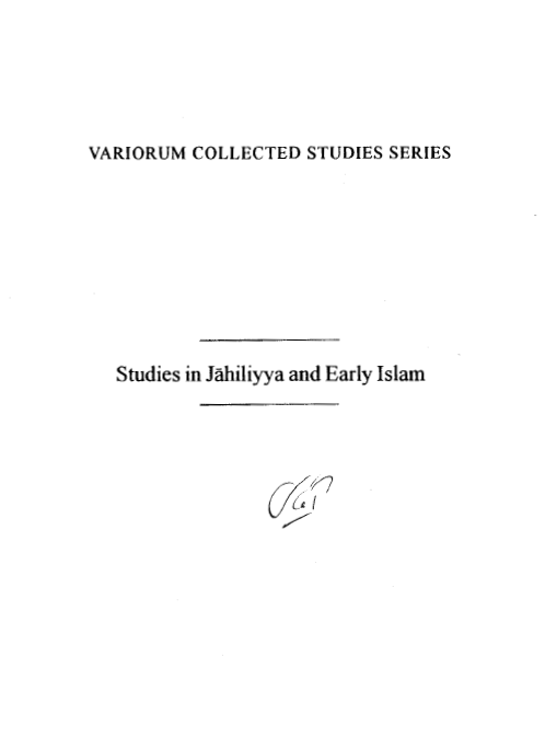 Studies in Jahiliyya and Early Islam