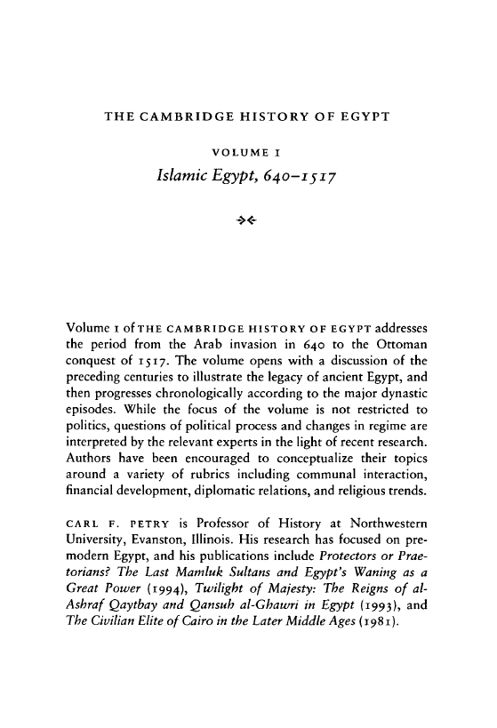 The Cambridge history of egypt - vol one