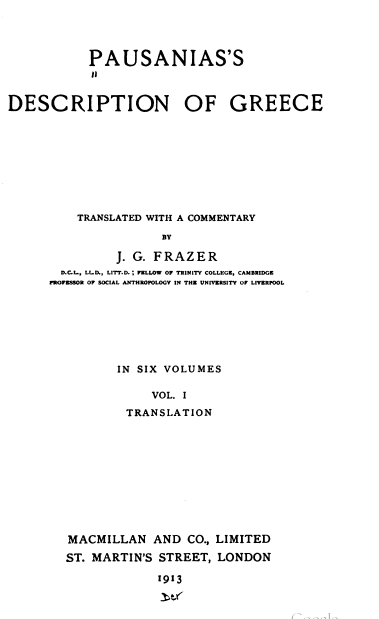 Pausanias's description of Greece; Translation