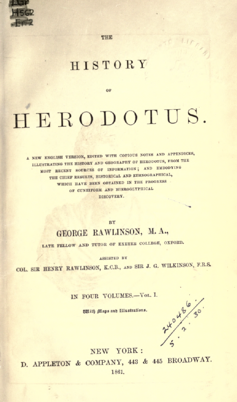 THE HISTORY OF HERODOTUS