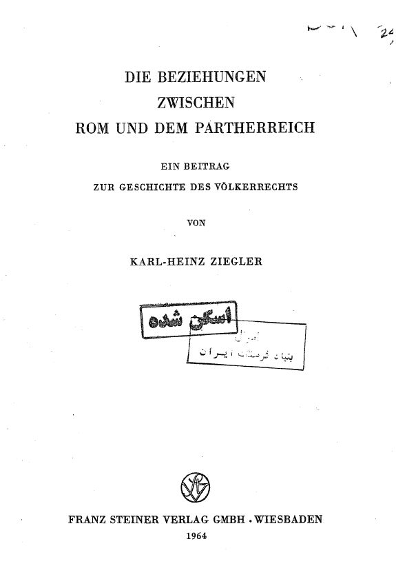 Die Beziehungen Zwischen Rom und dem Partherreich; Ein beitrag zur geschichte des volkerrechts