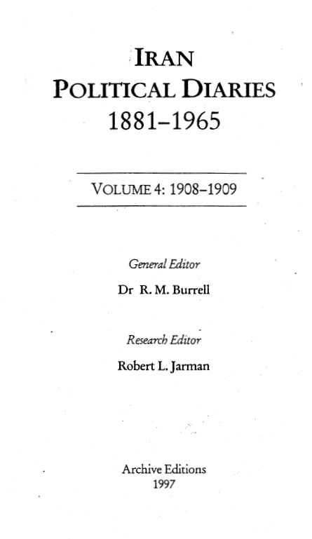 IRAN POLITICAL DIARIES 1881-1965
