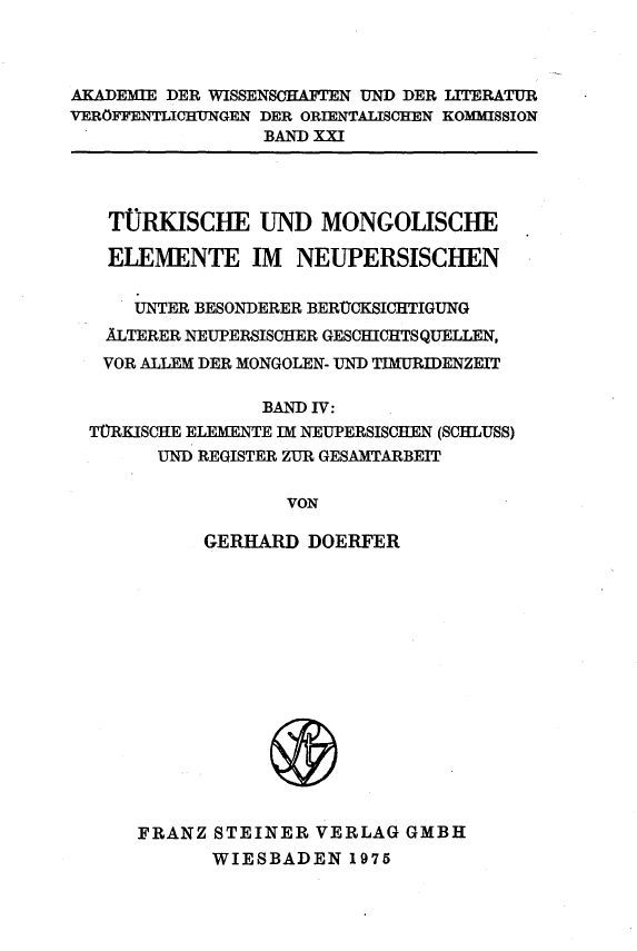 Turkische und mongolische elemente im neupersischen