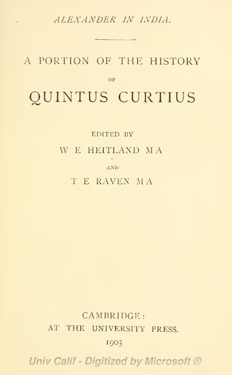 A PORTION OF THE HISTORY OF QUINTUS CURTIUS