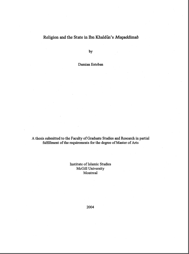 Religion and the State in Ibn Khaldun's Muqaddimah